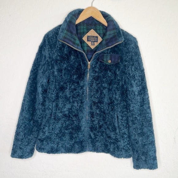 PENDLETON Blue Teddy Deep Pile Sherpa Full Zip Jacket - Picture 1 of 6